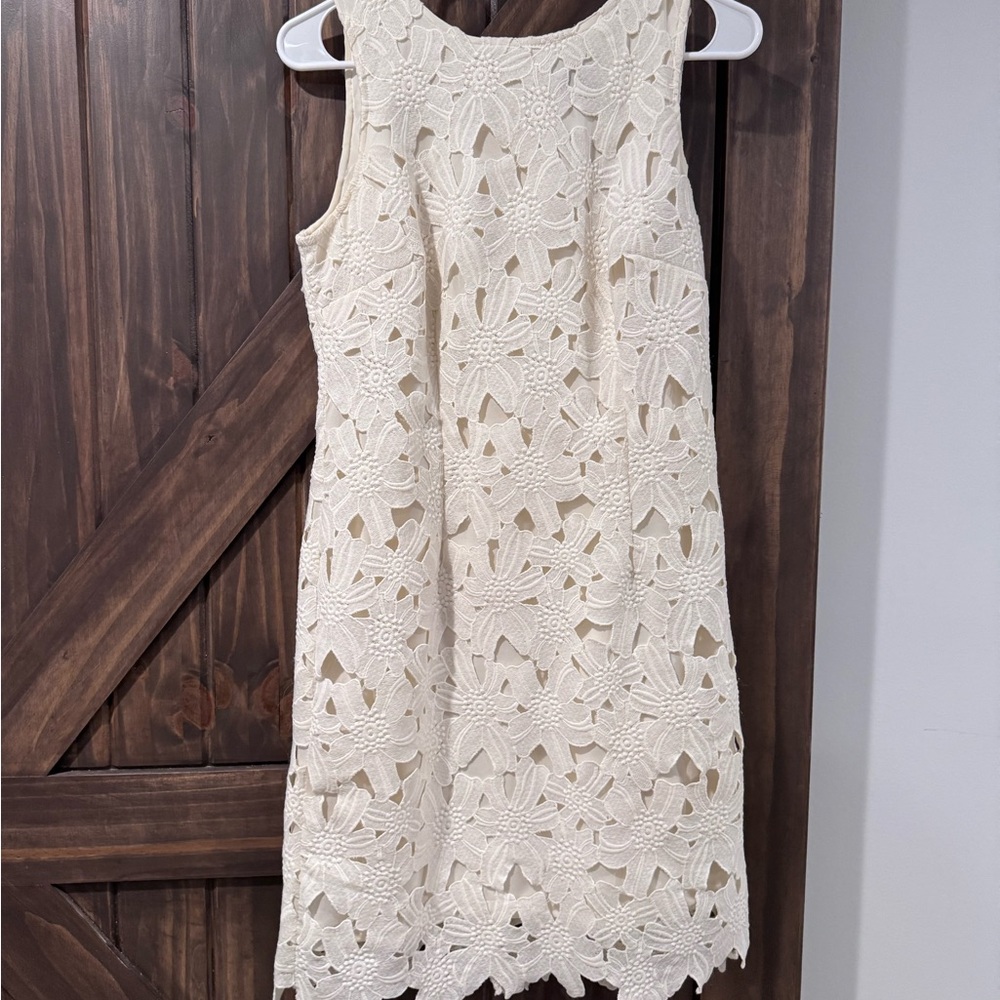 Ann Taylor Cream Floral Lace Mini Dress